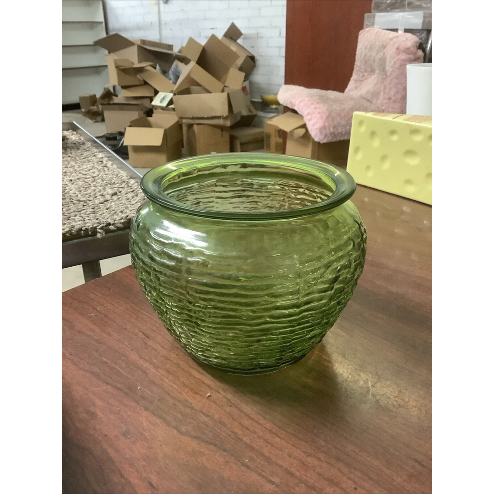 Vintage Cleveland National Beehive Avocado Glass Vase